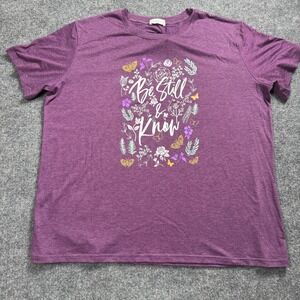 Moshu "Be Still & Know" Inspirational Graphic Tee – Heathered Purple (Size XL)